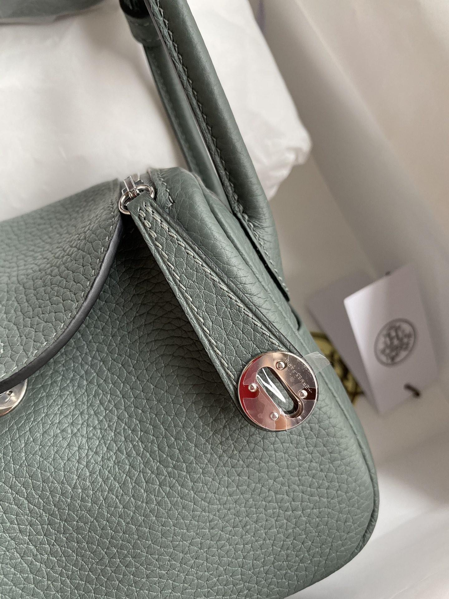 Hermes Mini Lindy 19cm Handbag Shoulder Bag In Dark Green Clemence Leather